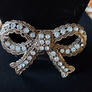 Vintage Little Nemo Large Baby Blue Lattice Cut Out Bow Brooch